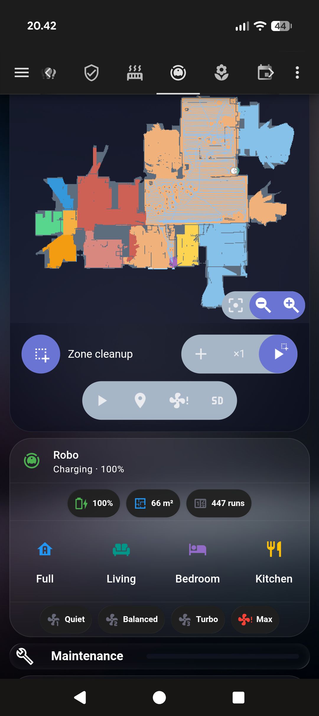 Home Assistant dashboard with glassmorphism glass cards on a dark navy background
